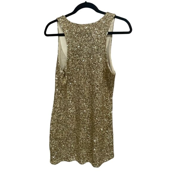 Alice & Olivia Gold Sequin Tank Top Dress Medium Cocktail Nightclub Dance - Picture 5 of 5